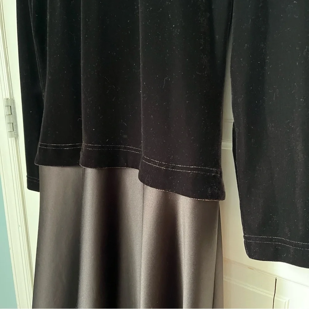 Tadashi Shoji Vintage Velvet Mock Neck Dress Gown 16 Chocolate Brown Black Tie - Picture 8 of 12